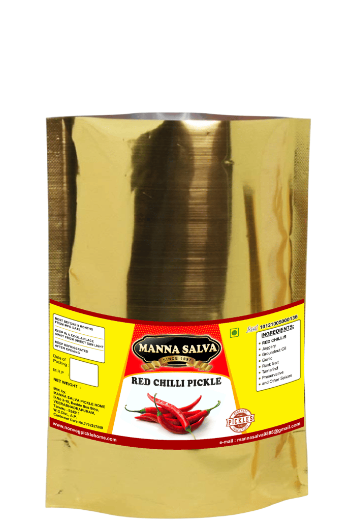 Manna Salva Pickles- Red Chilli Pickle - Veg Pickle view 2