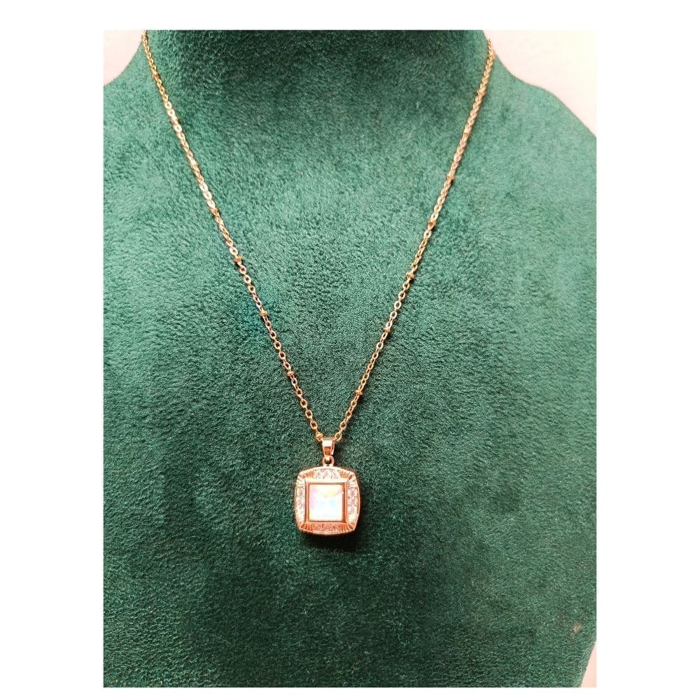 Jewelryklub Anti Tarnish American Diamond Detachable Stones Pendant Chain Set With 7 Colored Stones For Girls Women - Square Shape view 2