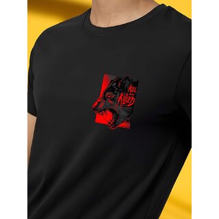 Casualbud BLACK Polyester Printed Regular Fit Tshirt for Men view 2