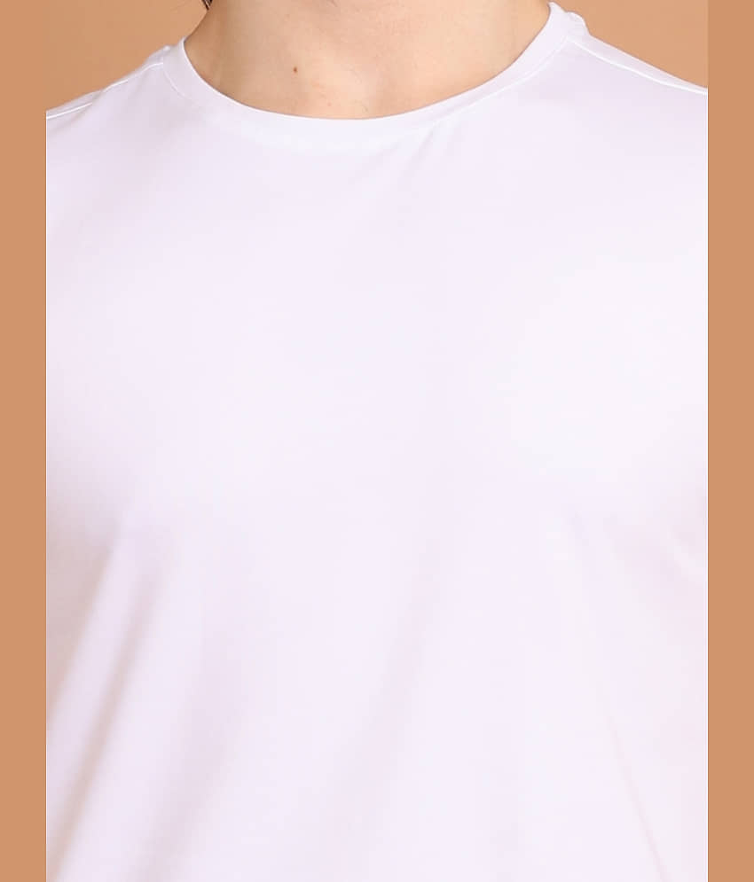 BERRYBLUES Cotton Blend Regular Fit Solid Half Sleeves Men's Round T-Shirt - White ( Pack of 1 ) view 2