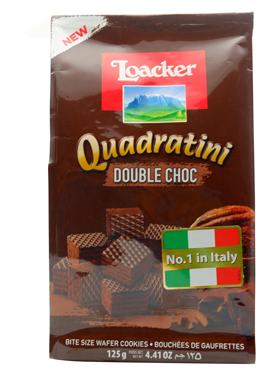 Loacker Quadratini Double Choc Wafer, 125 gm