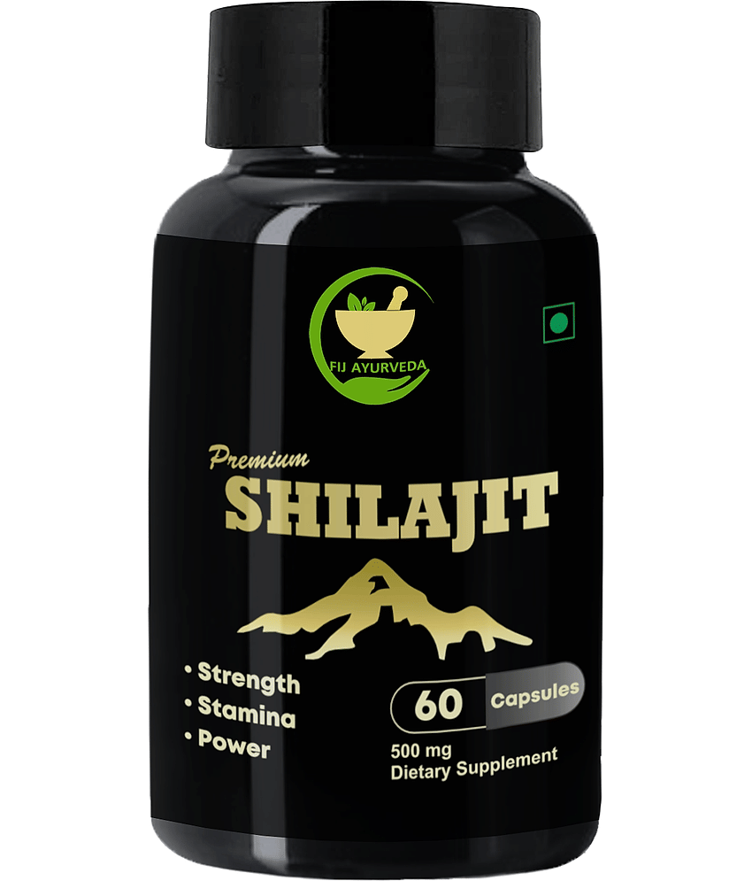 FIJ AYURVEDA Premium Shilajit/Shilajeet Extract Capsule for Vigor & Vitality - 500mg 60 Capsules (Pack of 1)