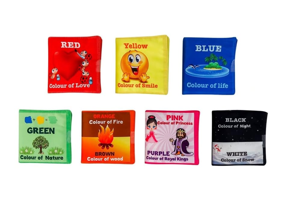 Skyculture� Colours Cloth Book - English Language, Soft Fabric Toy Book for Early Learning Lightweight and Foldable (Pack of 7) for Kids