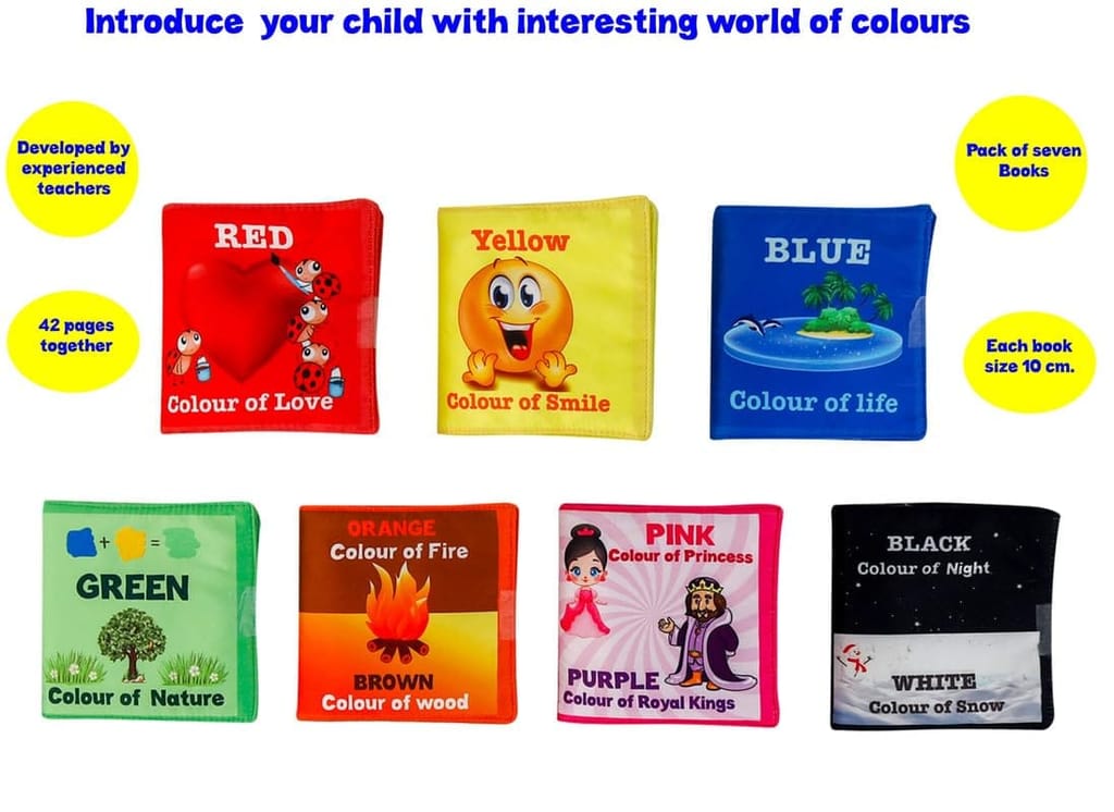 Skyculture� Colours Cloth Book - English Language, Soft Fabric Toy Book for Early Learning Lightweight and Foldable (Pack of 7) for Kids view 2