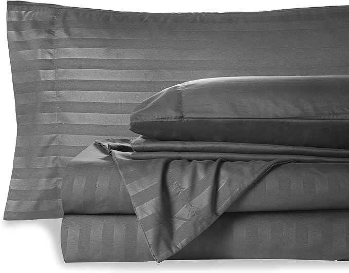 220 TC Pure Cotton | Satin Stripe King Size Bedsheet With 2 Pillow Covers for Home Hotel Resort-( 90 x 108 -King ) view 2