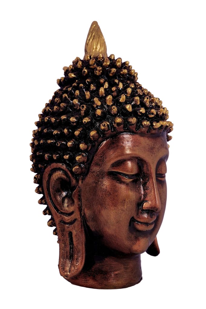 COPPERHOARD Antique Copper Colour Resin Buddha Head Statue Idol for Home Living Room Bedroom Decoration view 2