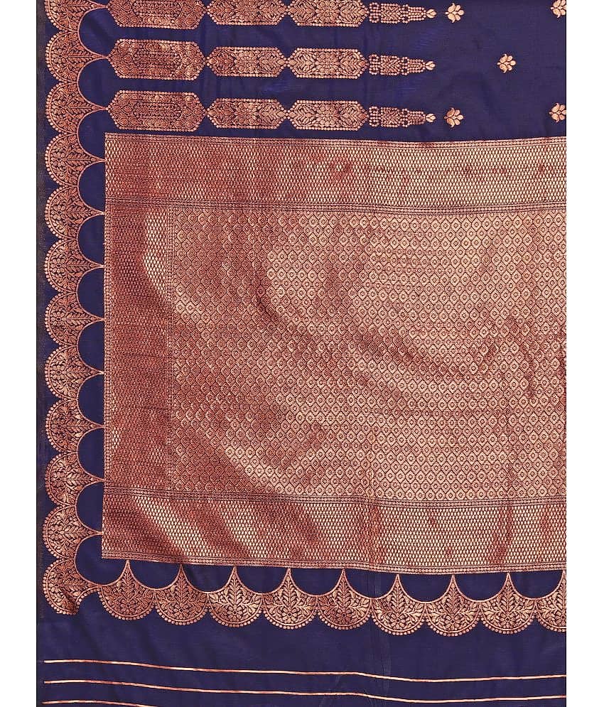 Om Shantam Sarees Banarasi Silk Embellished Saree With Unstitched Blouse Piece ( Green ) view 2