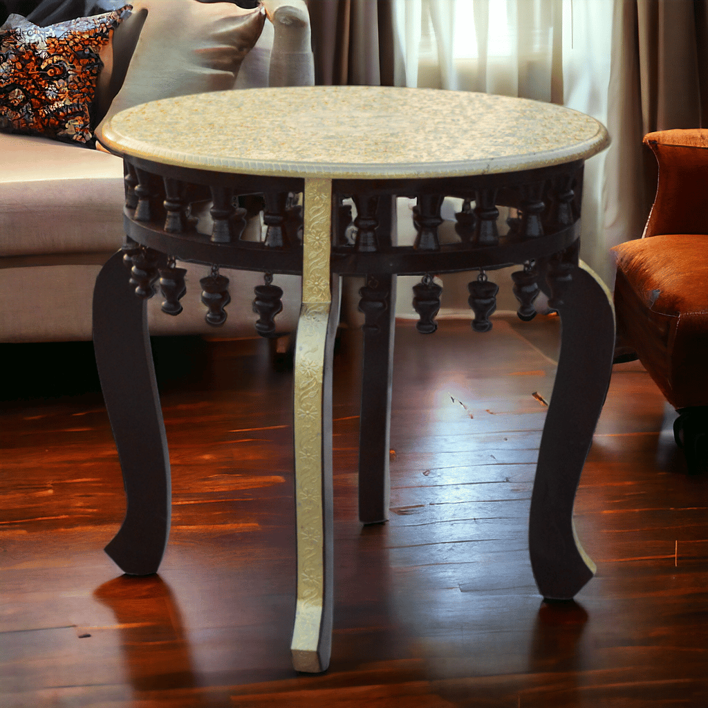 Wooden Brass Fited Stool / Bed Side / Side Table / Senter Table ( 18x18x18 )