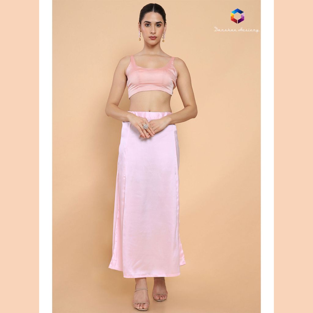 Light Baby Pink Satin Petticoat for Women | Soft & Shiny Saree Underskirt | Premium Satin Inskirt | Comfortable Daily & Party Wear Petticoat |