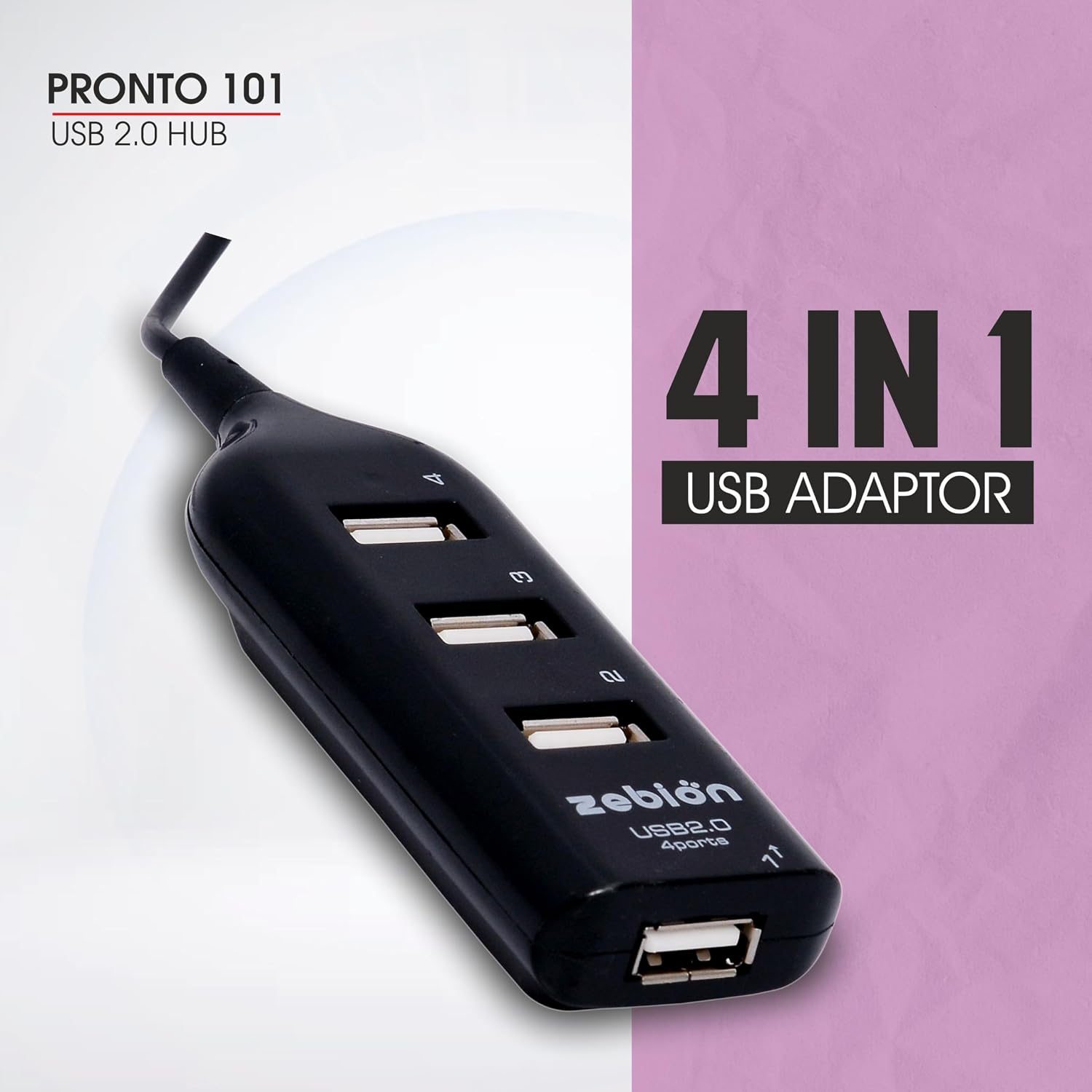 Zebion Pronto 101 USB Hub - Black view 2