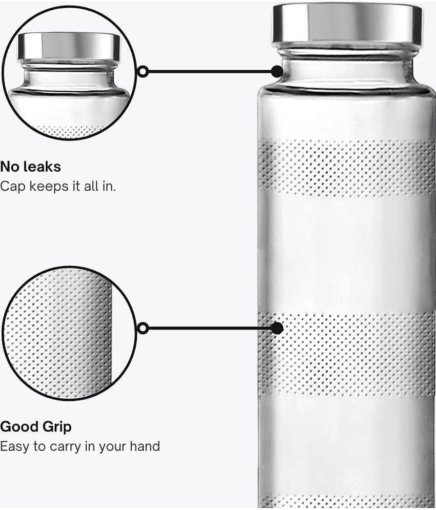 CROCO JAR 750 ml Bottle Transparent Glass Water Bottle 750 mL ( Set of 2 ) view 2