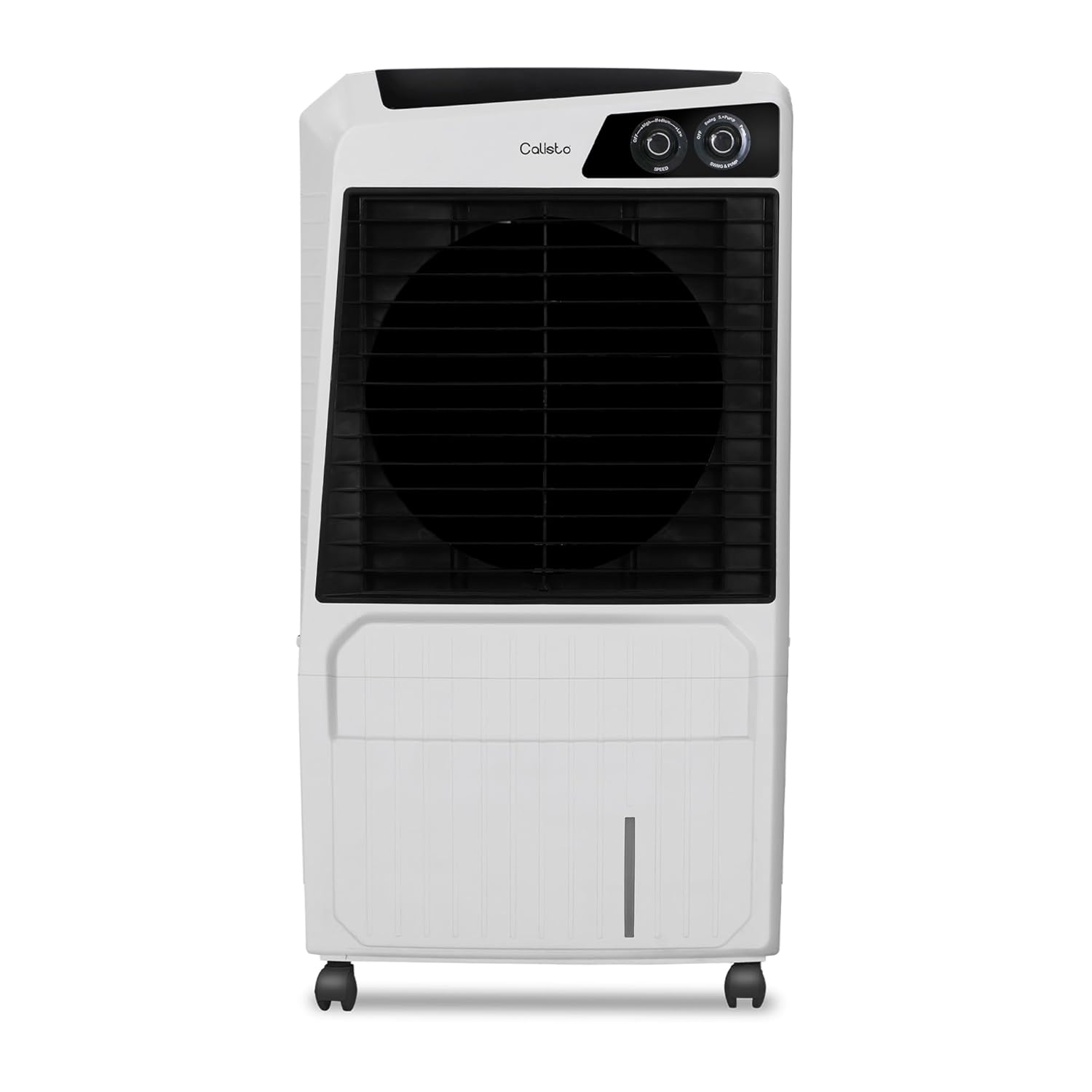 Hindware Smart Appliances Calisto 105L, Desert Air Cooler with Woodwool Pads, Inverter Compatible, Castor wheels and motorized air flow control & High Air Delivery (White & Black)