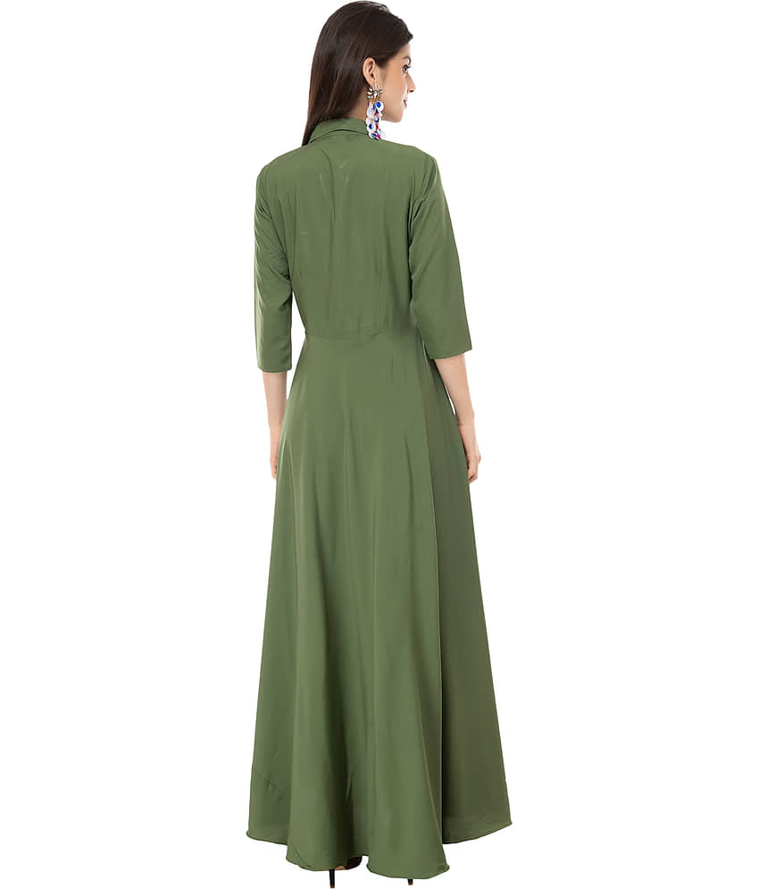 TOGZZ Women Crepe A-line Dress ( Green ) view 2