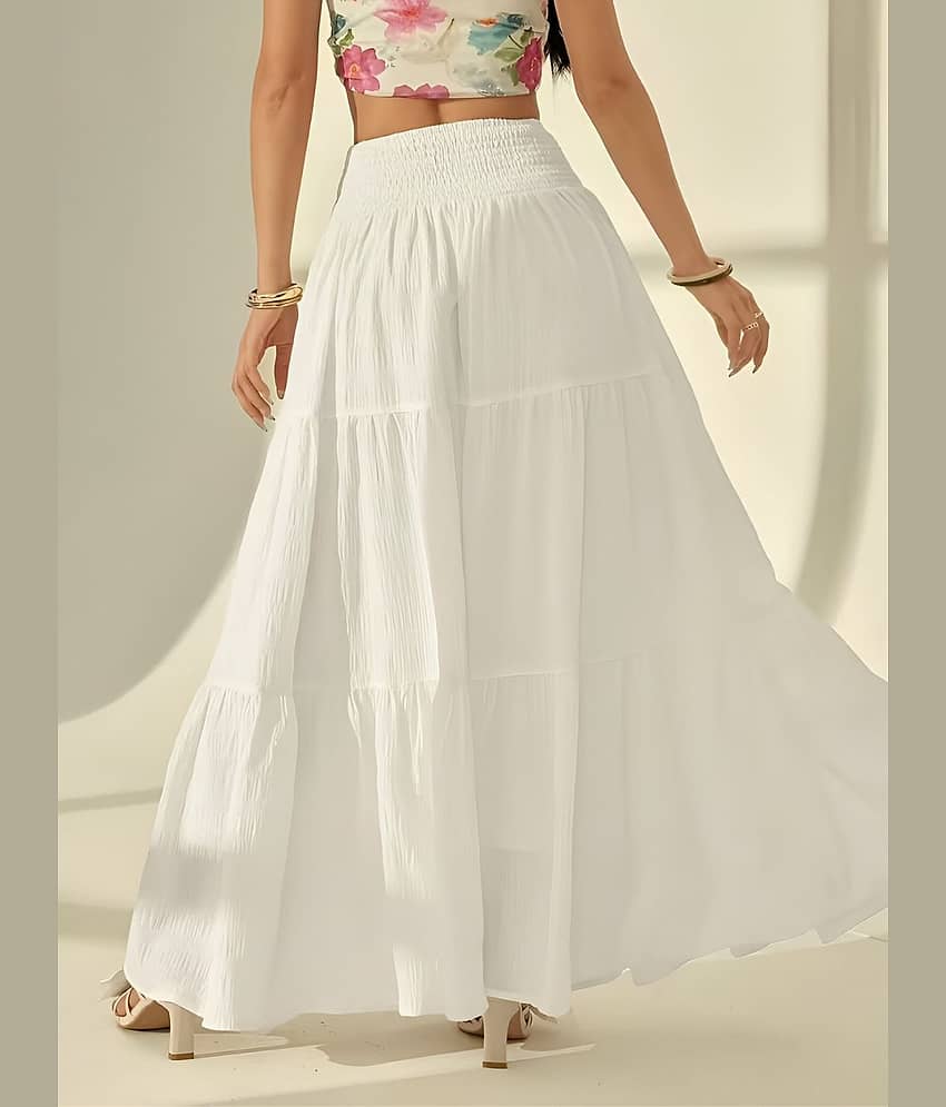 ZWERLON White Viscose Women's Flared Skirt ( Pack of 1 ) view 2