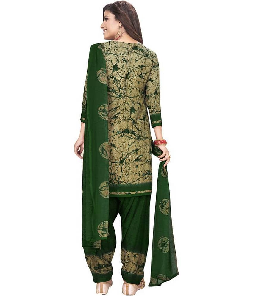 Jevi Prints Beige Crepe Unstitched Dress Material - Single view 2