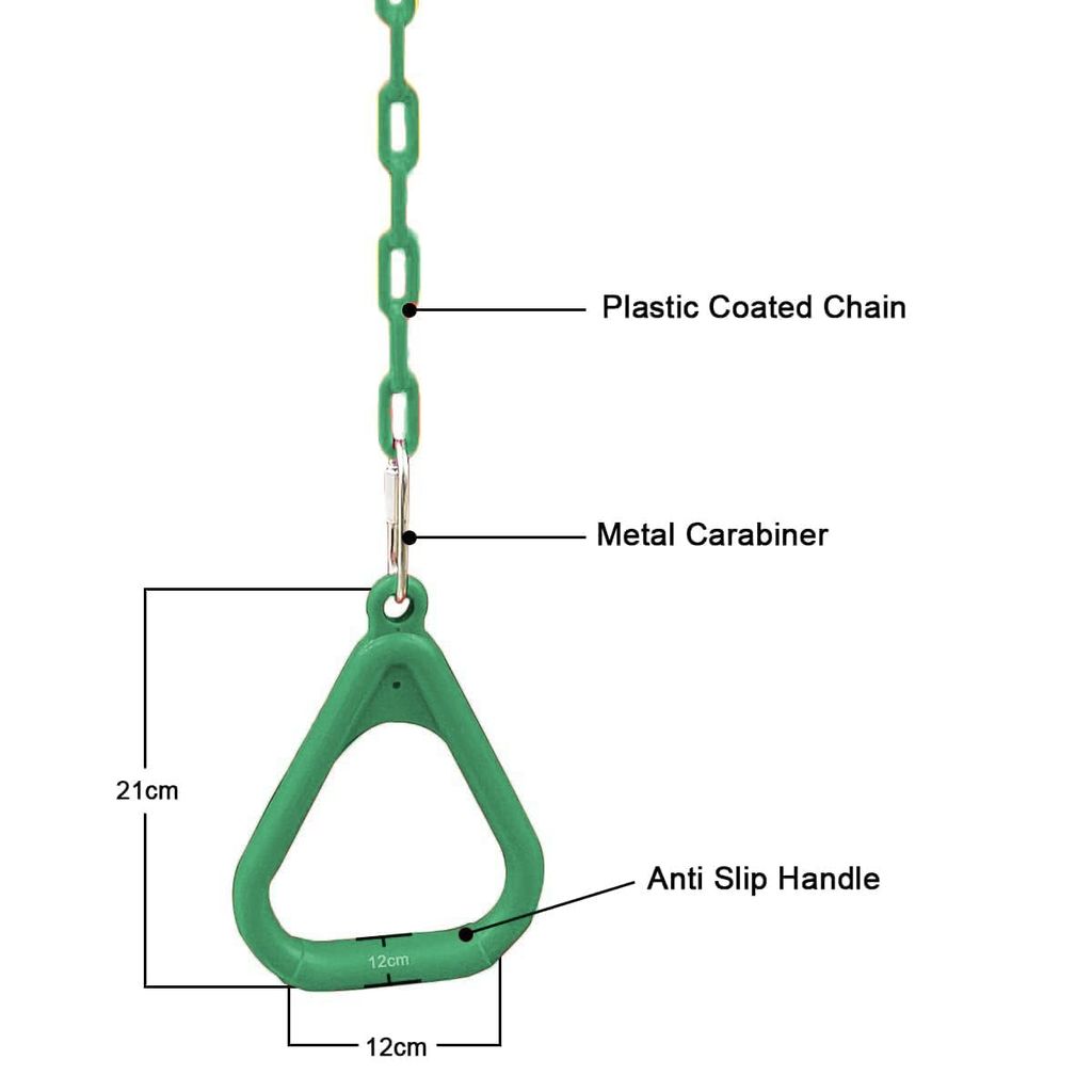 REZNOR Gym Trapeze Ring with Chain Set for Kids/Adults Sports Outdoor & Indoor Gym Swing, Green view 2