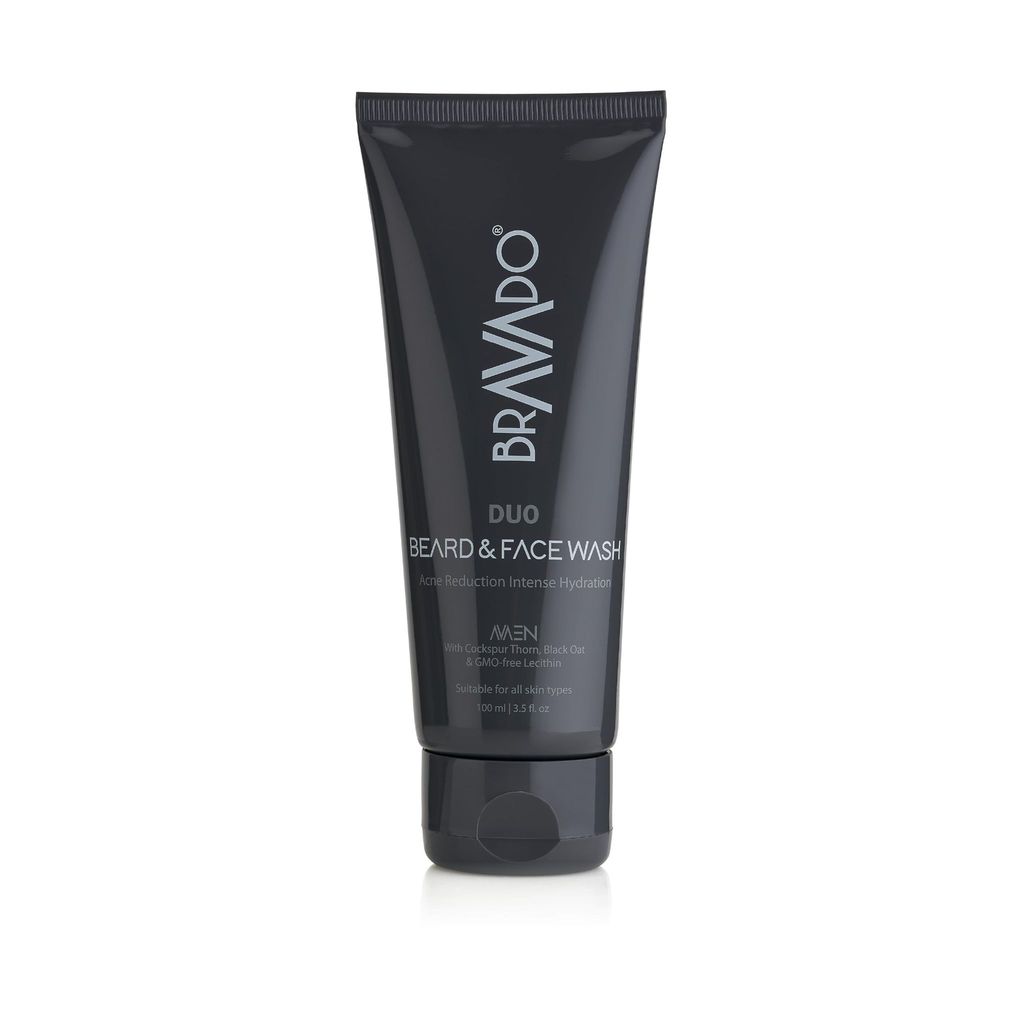 BRAVADO Duo Beard, Mustache & Face Wash for Men | Deep Cleansing & Hydrating | Reduces Dark Spots & Wrinkles | Removes Oil and Impurities | Beard Wash, Face Cleanser, Moisturizing | All Skin - 100ml