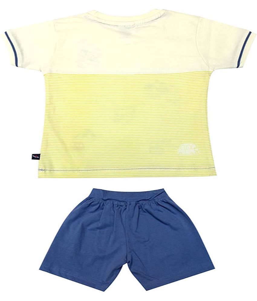 Kideon Pack of 1 Boys Cotton T-Shirt & Shorts Set ( Yellow ) view 2
