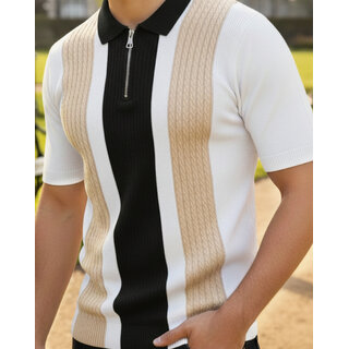 Ausk Mens Multicolor Graphic Print Cotton Blend Polo Collar T-Shirt view 2