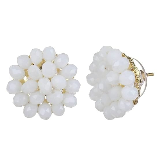 Manbhar Gems - Crystal Gemstone Beads Necklace Set for girl and Women 5 layer Mala With Stud Earring stylish traditional White Colour Wedding Beaded Haar Fashion jewellery view 2