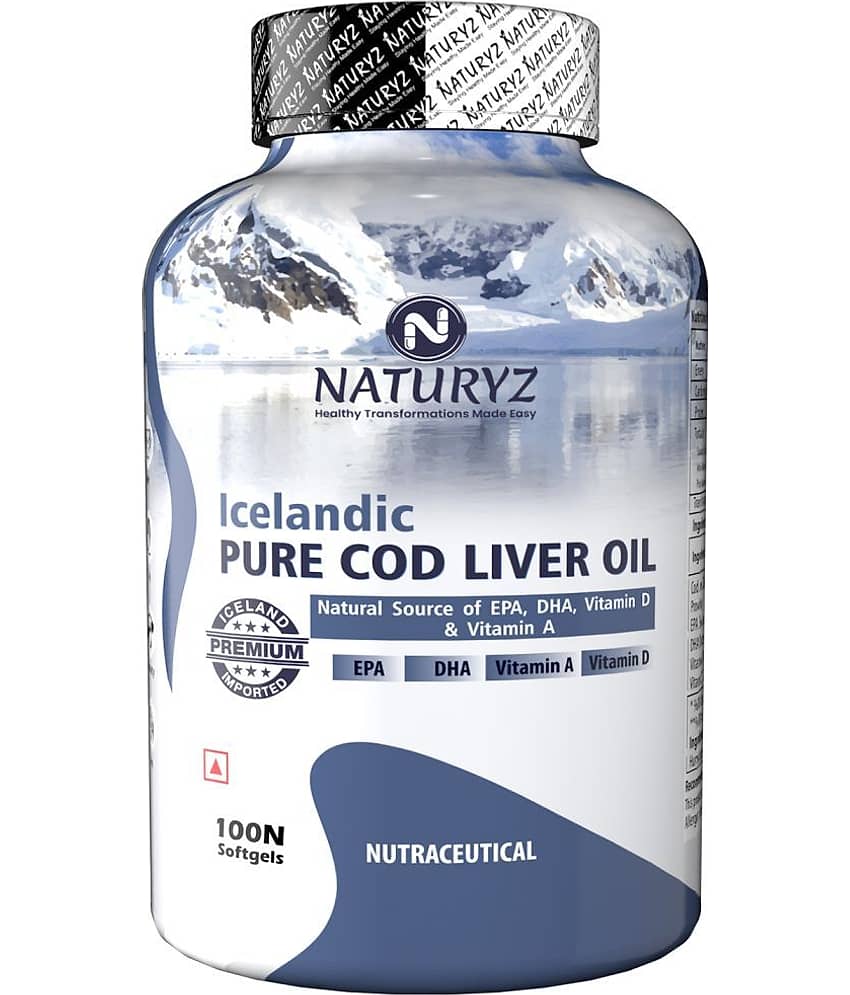 NATURYZ Icelandic COD Liver Fish Oil Capsules with Natural Omega 3 & Vitamins (A & D) - 100 softgels