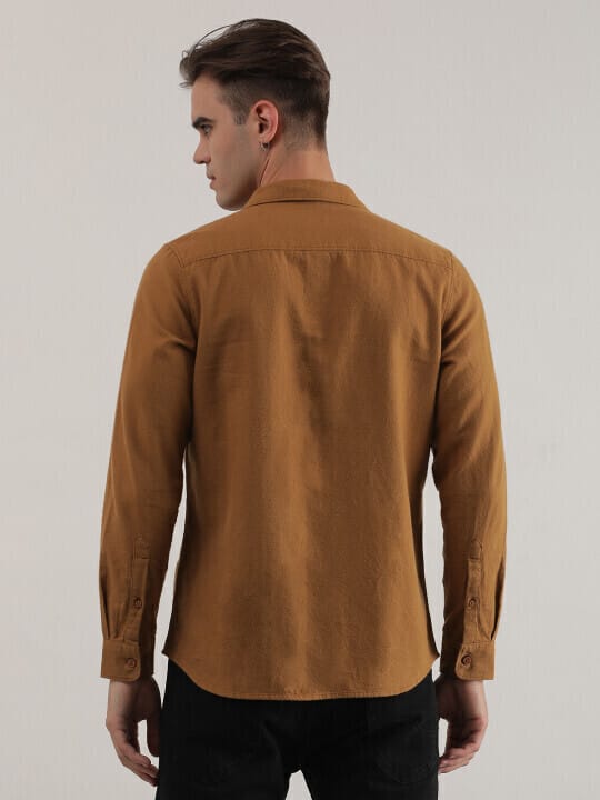 Men`S Solid Khaki Shirt view 2