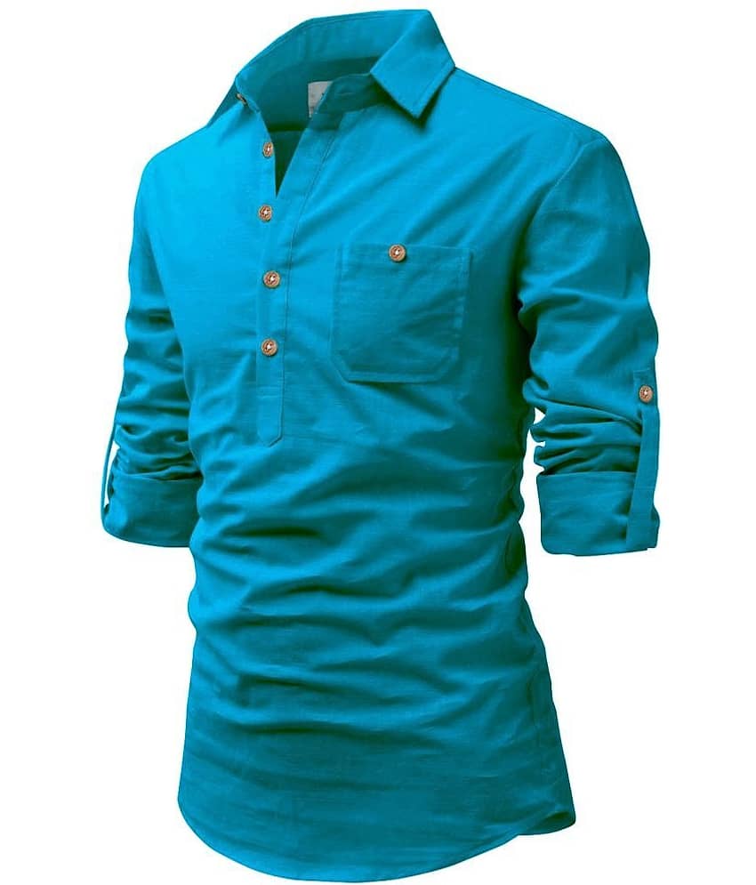 UNI VIBE Black Cotton Blend Men's Shirt Style Kurta ( Pack of 2 ) view 2