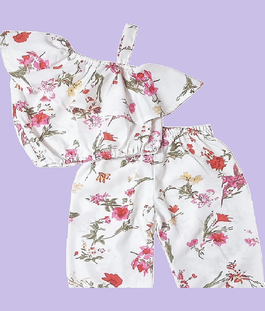 harshvardhanmart.com Pack of 1 Baby Girls Crepe Top & Trouser ( Off White ) view 2