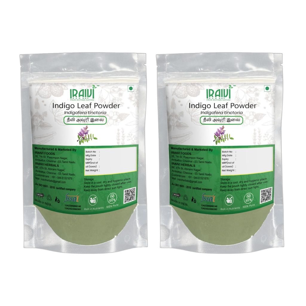 IRAIVI Premium Indigo Leaf Powder - 200g | Neeli Avuri | Neel |100% Pure Botanical Hair Color Dye for Natural Black Hair | Enhances Shine & Hair Health | Chemical-Free Solution