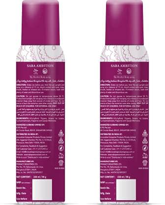 Saba Ambition Deodorant No Alcohol Body Spray Combo Pack of 2 view 2