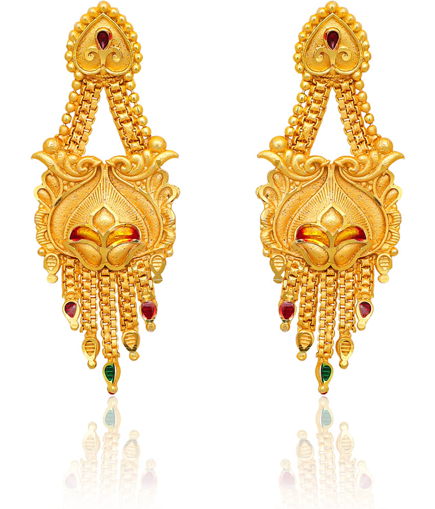 Drashti Collection Gold Danglers Earrings ( Pack of 1 ) view 2
