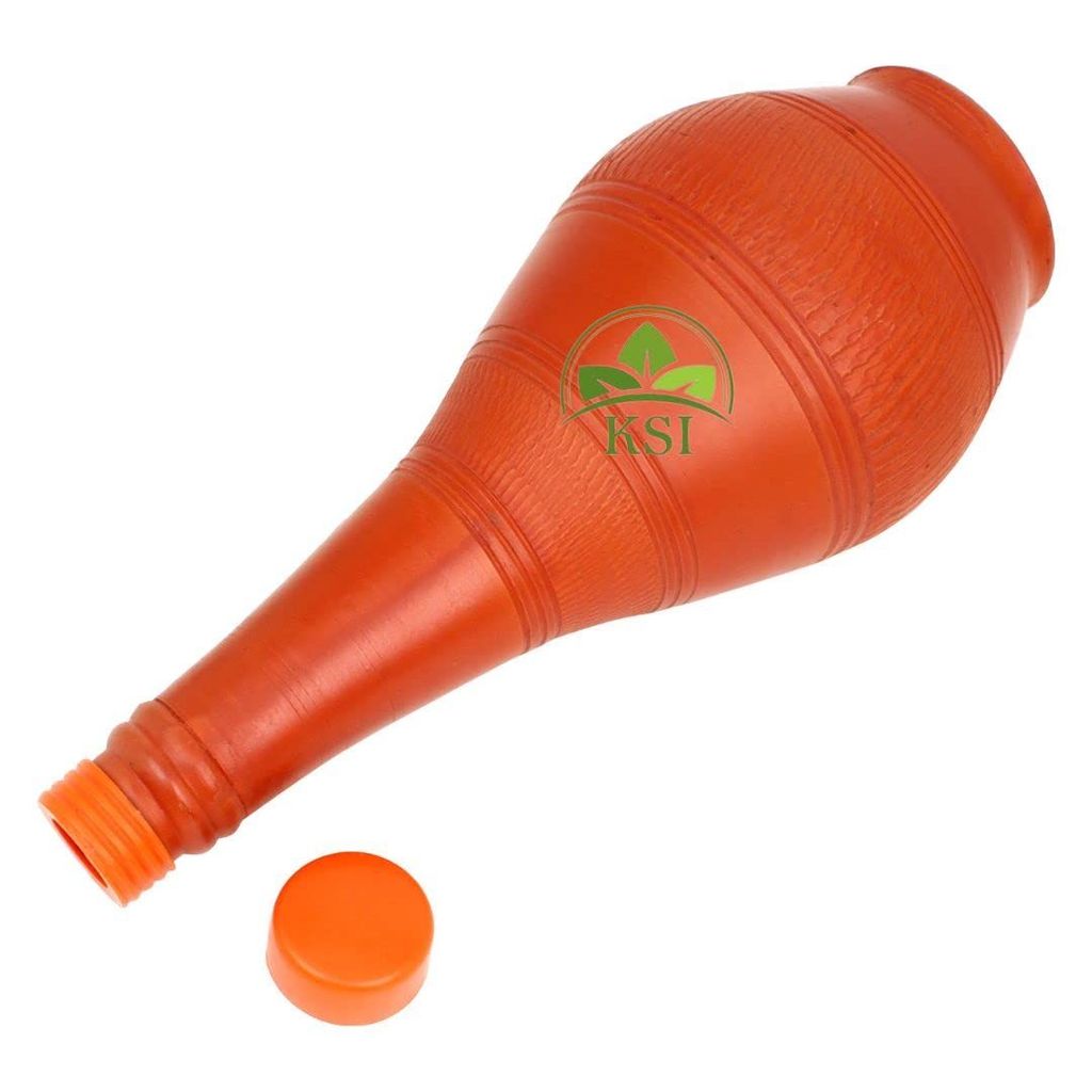KSI Clay Water Bottle for Drinking Water Terracotta Self Cooling Bottle Clay Water Bottle for School Office Outings 1.25 Litres view 2