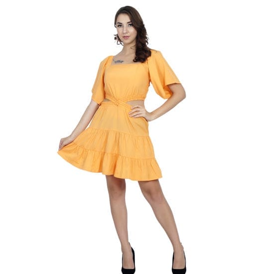 Cut-out Orange Flared Dress view 2