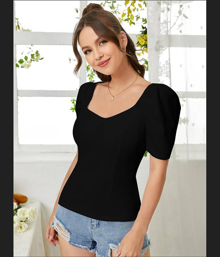 Dream Beauty Fashion Women's Polyester Regular Top ( Black )