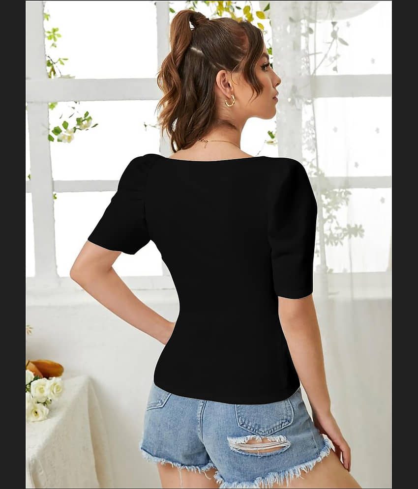 Dream Beauty Fashion Women's Polyester Regular Top ( Black ) view 2