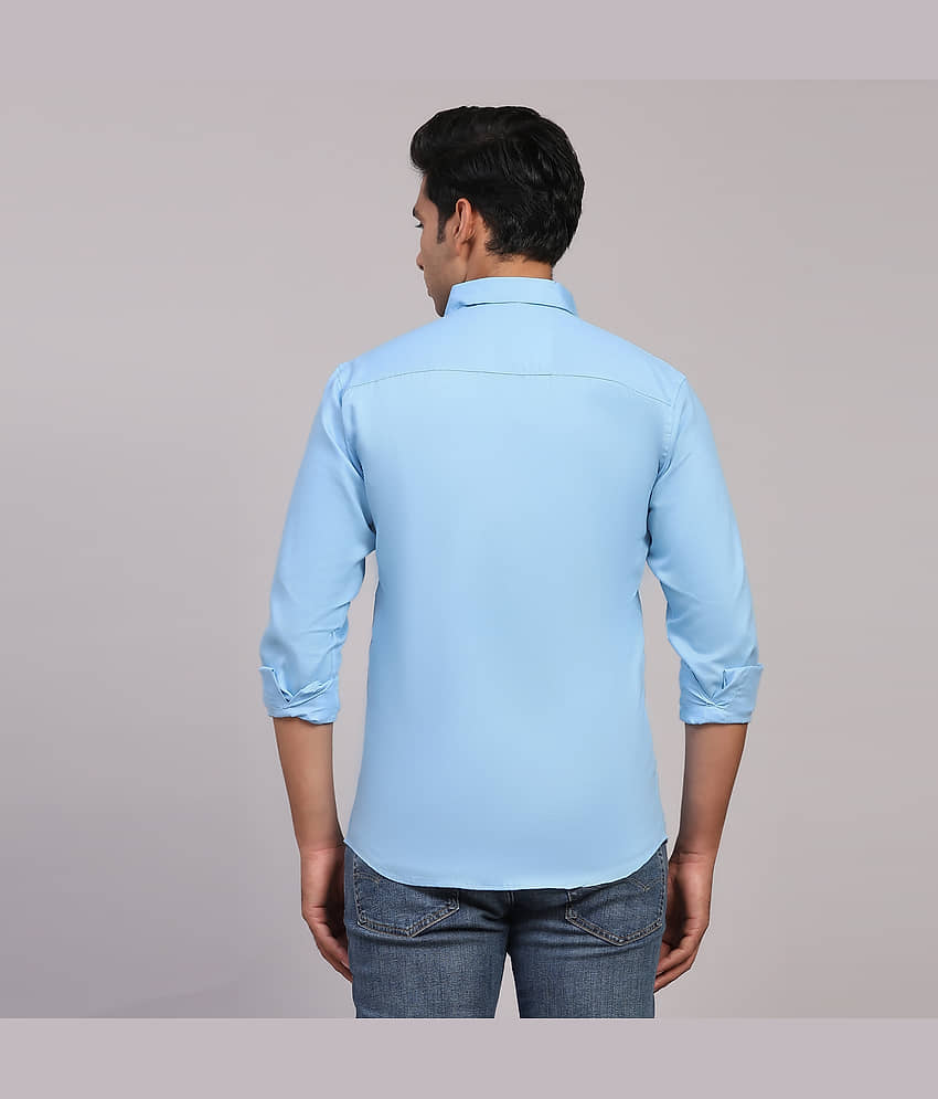 NOWT Cotton Blend Regular Fit Solids Full Sleeves Men's Casual Shirt - Light Blue ( Pack of 1 ) view 2