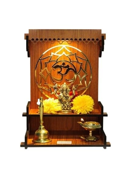 Maa Kripa Art And Craft - Wooden Pooja Mandir for Home | Wall Mounted Wooden God Temple with LED | Solid Wood Home Temple (Height: 27, DIY(Do-It-Yourself))