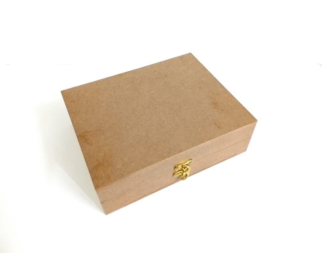 DEVESHA DIY Wooden Storage Box - 9 × 7 × 2.75 Inch | MDF Box for Art, Craft, Decoupage, Decoration & Storage | Handmade Wooden Jewelry Box with Lock view 2