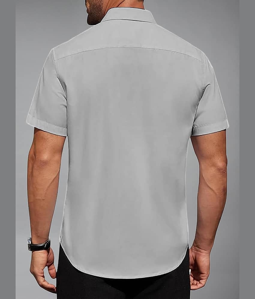 UNI VIBE Cotton Blend Slim Fit Solids Half Sleeves Men's Casual Shirt - Aqua Blue ( Pack of 1 ) view 2