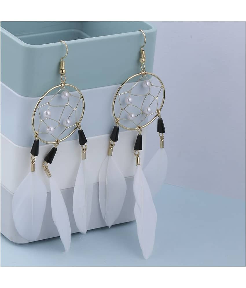 Silver Shine - White Drop Earrings ( Pack of 1 )