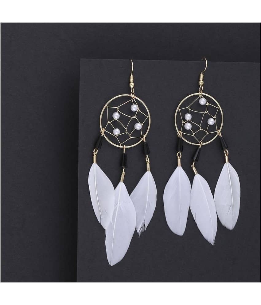 Silver Shine - White Drop Earrings ( Pack of 1 ) view 2