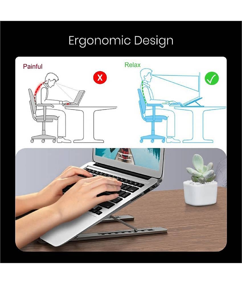HINGOL Laptop Table For Upto 35.56 cm (14) Silver view 2