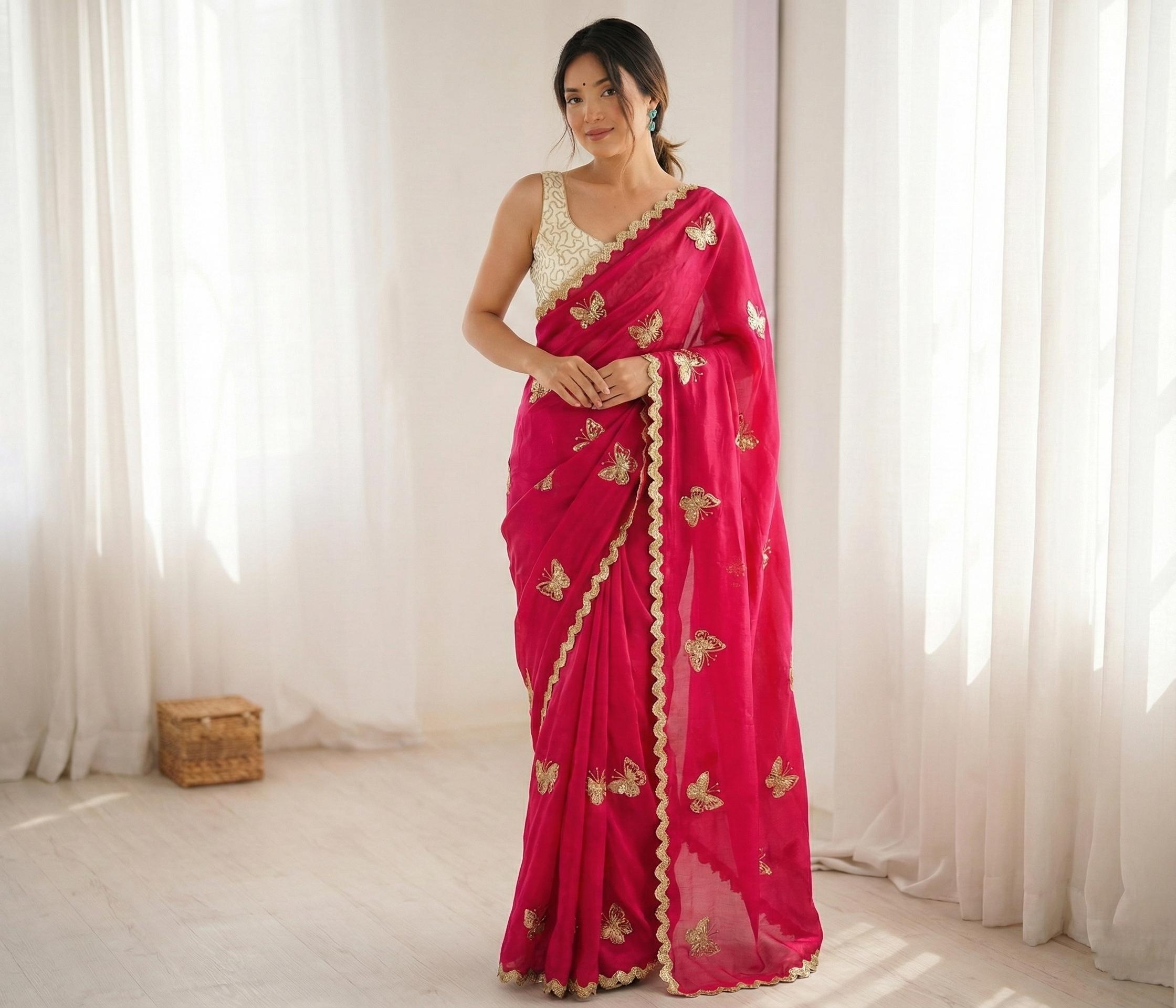 Fendy Satin Silk Saree With Sequence Work view 2
