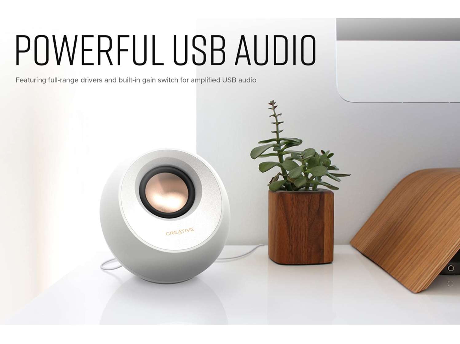 Creative Pebble V3 Minimalistic 2.0 Desktop Speakers - White view 2