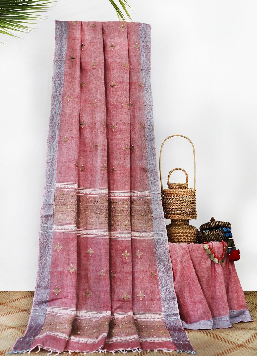 Handwoven Cotton x Eri Silk Saree view 2