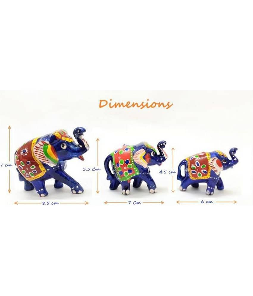 AFTERSTITCH Decorative Elephant Showpieces Idols Staute For Home Decor 9 cm (Pack of 3) view 2