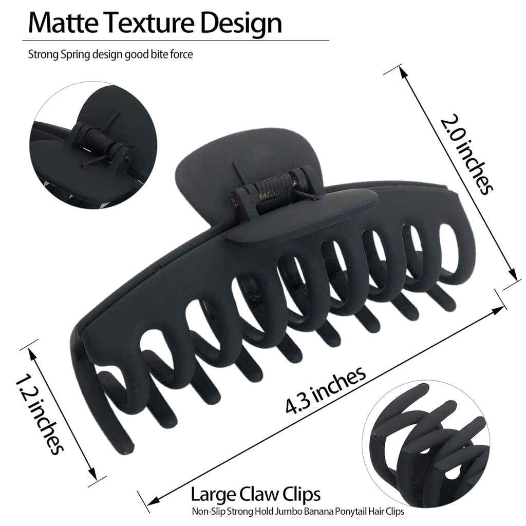 Matte Large Hair Claw Clips - Set of 4 view 2