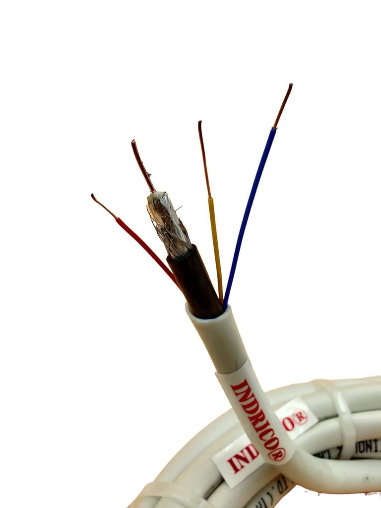 INDRICO 3+1 RG 59 Jelly Folded Pure Copper CCTV Cable Wire for Security Cameras White PVC Pack of 1 view 2
