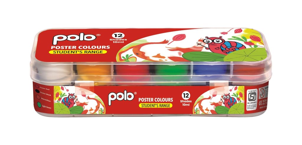 polo Vibrant 12-Color Poster Paint Set - Quick-Drying, Rich Colors for Artists & Kids - Perfect for Crafts, School Projects, and Creative Fun - Non-Toxic & Easy to Use