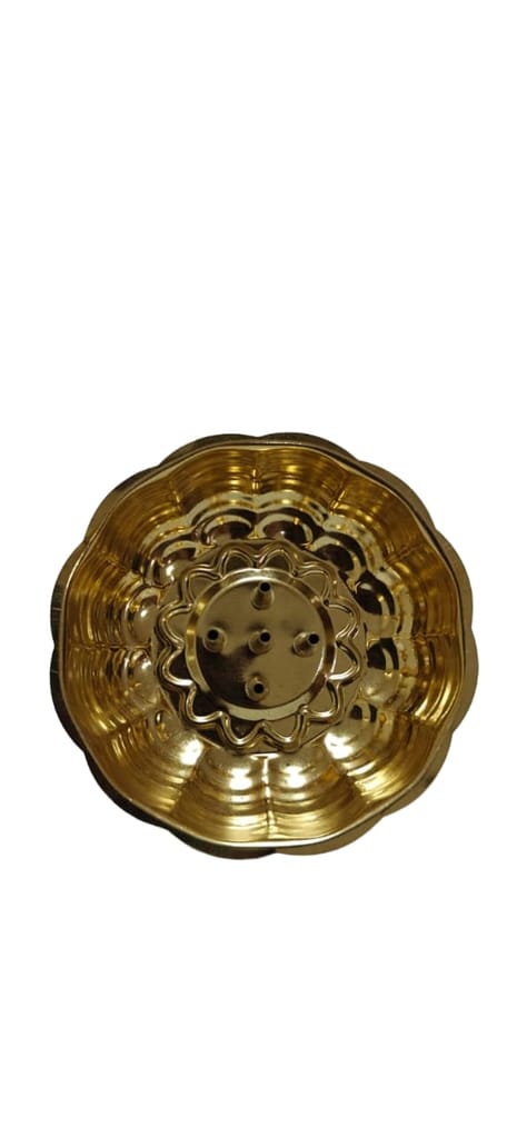 Golden Brass Flower Holder with Multiple Pins for Floral Arrangements view 2
